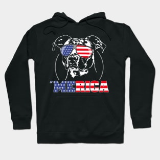 Proud Patriotic Merica Pitbull American Flag sunglasses Hoodie